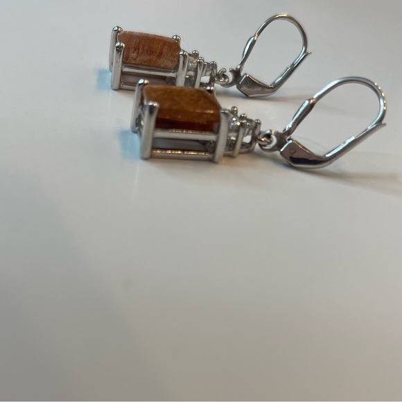 Rutile Quartz & White Topaz 5.06Cts. Sterling Silver Earrings - Picture 3 of 5